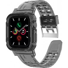 Bracelet 2 en 1 avec coque de protection en silicone, taille réglable - Noir - Apple Watch 42 mm / 44 mm / 45mm