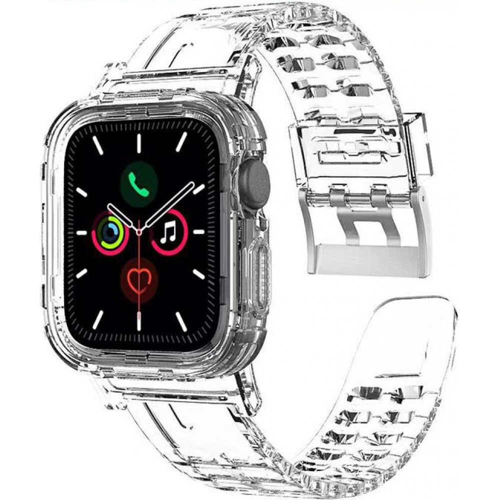 2-in-1-Armband mit schützender Silikonhülle, größenverstellbar - Transparent - Apple Watch 38 mm / 40 mm / 41 mm