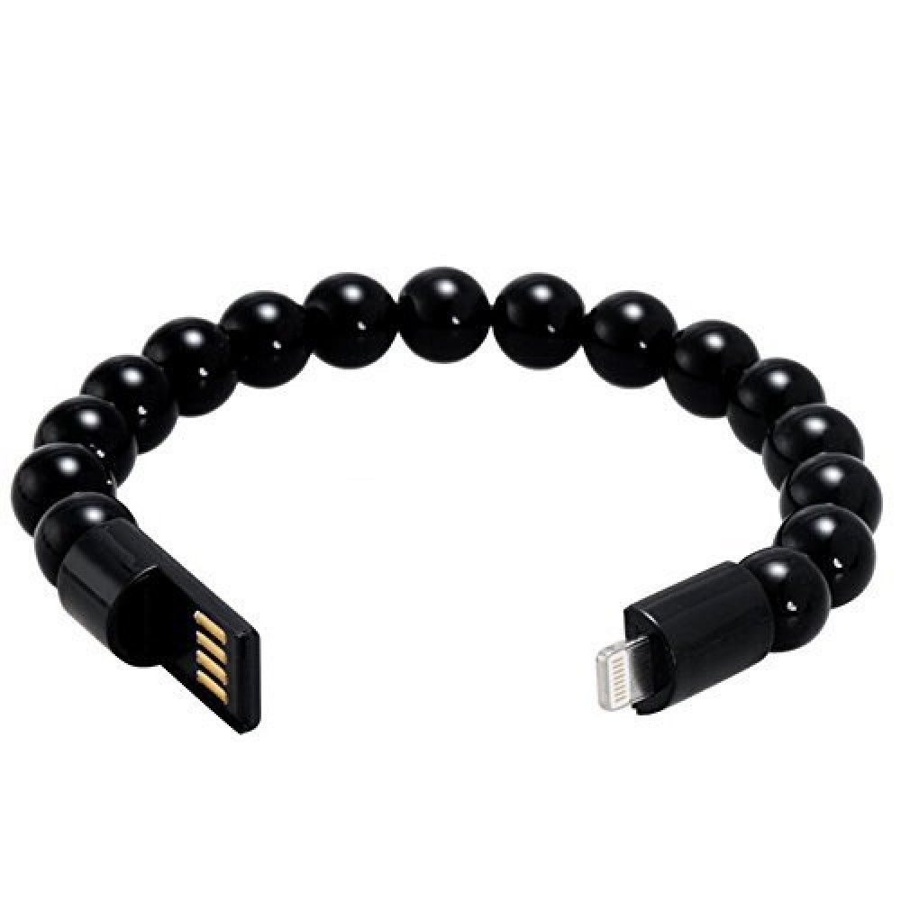 Bracelet avec connecteur Lightning (iPhone) vers USB-A pour une utilisation nomade - Noir