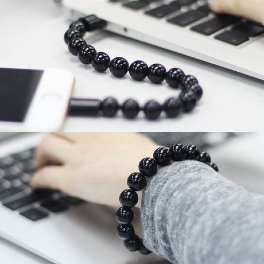 Bracelet avec connecteur Lightning (iPhone) vers USB-A pour une utilisation nomade - Noir