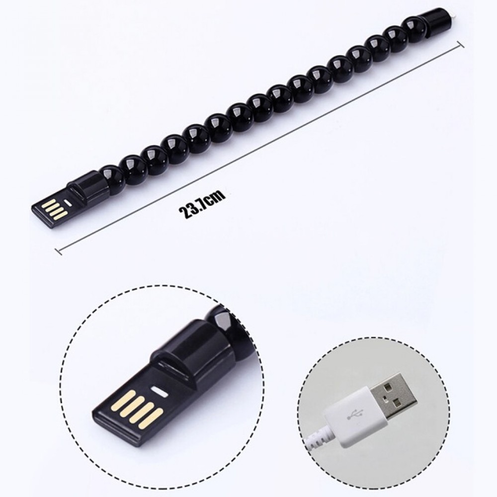 Bracelet avec connecteur Micro-USB (Android) vers USB-A pour une utilisation nomade - Noir