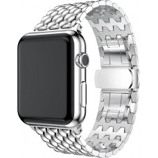 Bracelet acier avec petits maillons style alvéoles et boucle déployante double - Argent - Apple Watch 42mm / 44mm / 45mm