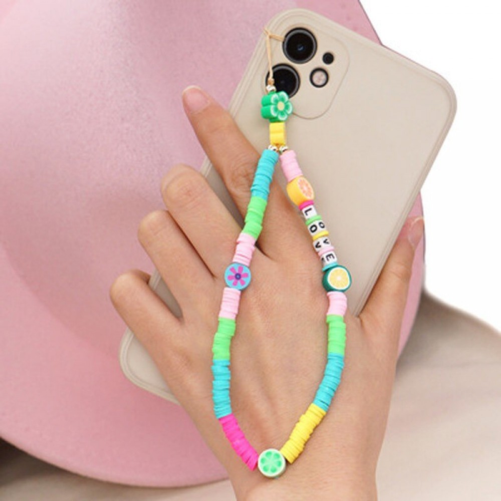 Bijou de téléphone universel / Pendentif bracelet à charms - Agrumes love perles
