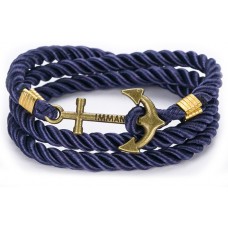 Bracelet ancre corde antique - Bleu