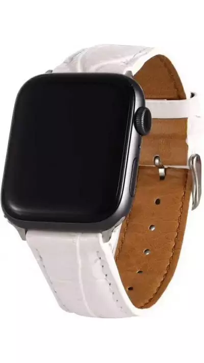 Bracelet crocodile blanc - Apple Watch 38mm / 40mm / 41mm