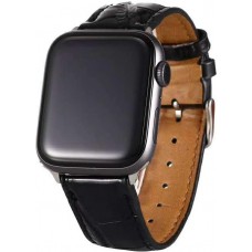 Krokodil armband schwarz - Apple Watch 38mm / 40mm / 41mm