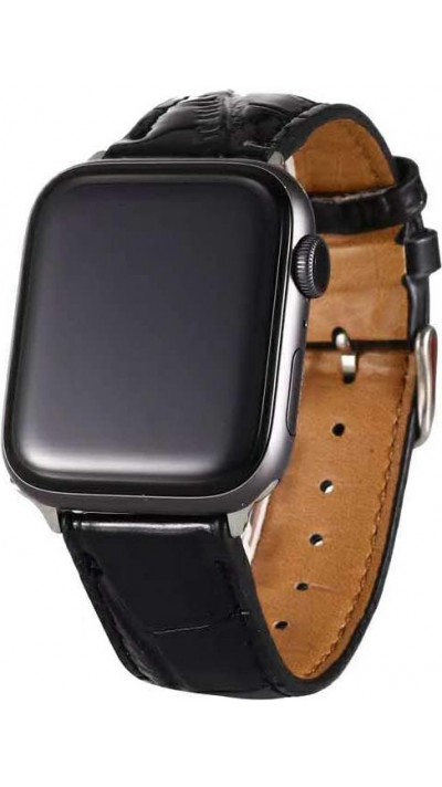 Krokodil armband schwarz - Apple Watch 38mm / 40mm / 41mm