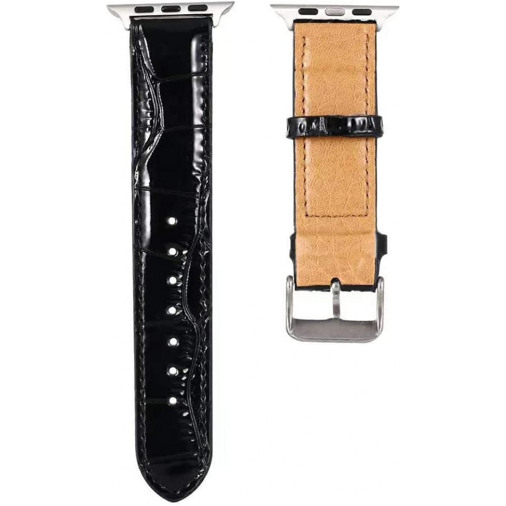 Krokodil armband schwarz - Apple Watch 38mm / 40mm / 41mm