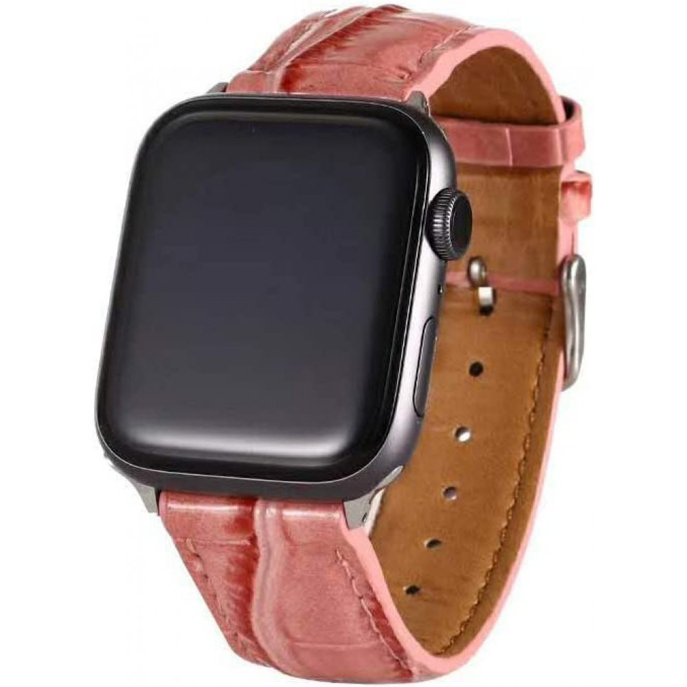 Bracelet crocodile rose - Apple Watch 42mm / 44mm / 45mm