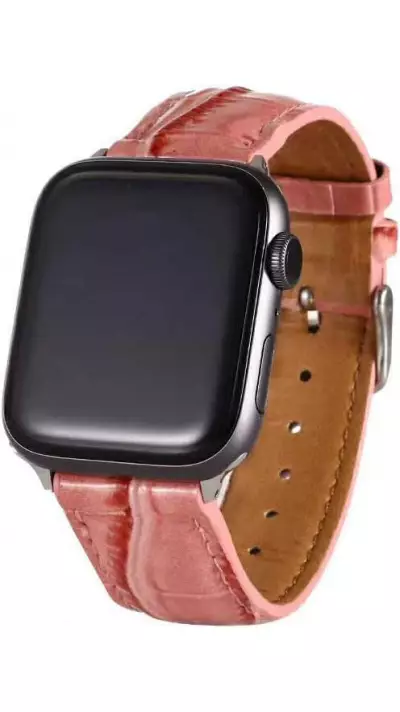 Bracelet crocodile rose - Apple Watch 38mm / 40mm / 41mm