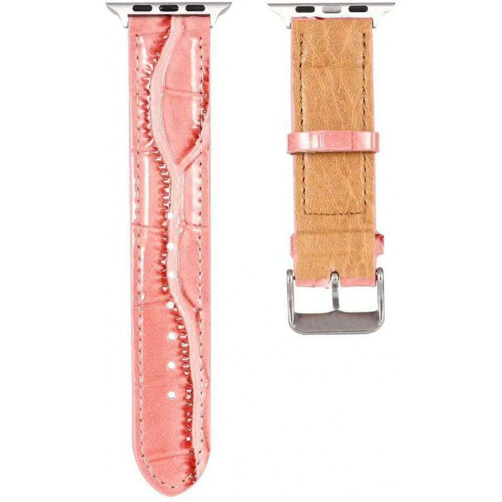 Bracelet crocodile rose - Apple Watch 42mm / 44mm / 45mm