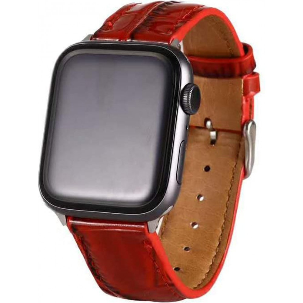 Bracelet crocodile rouge - Apple Watch 42mm / 44mm / 45mm