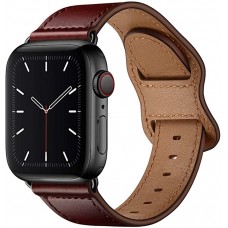 Bracelet cuir  bordeau - Apple Watch 38mm / 40mm / 41mm