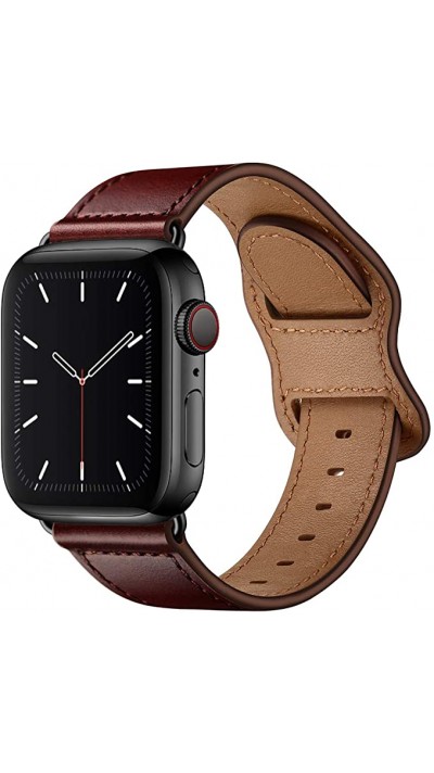 Bracelet cuir  bordeau - Apple Watch 38mm / 40mm / 41mm