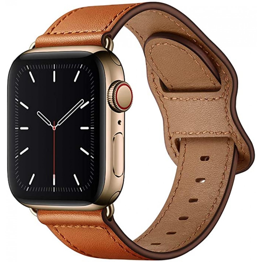 Bracelet cuir  brun clair - Apple Watch 38mm / 40mm / 41mm