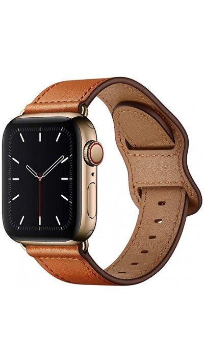 Bracelet cuir  brun clair - Apple Watch 42mm / 44mm / 45mm