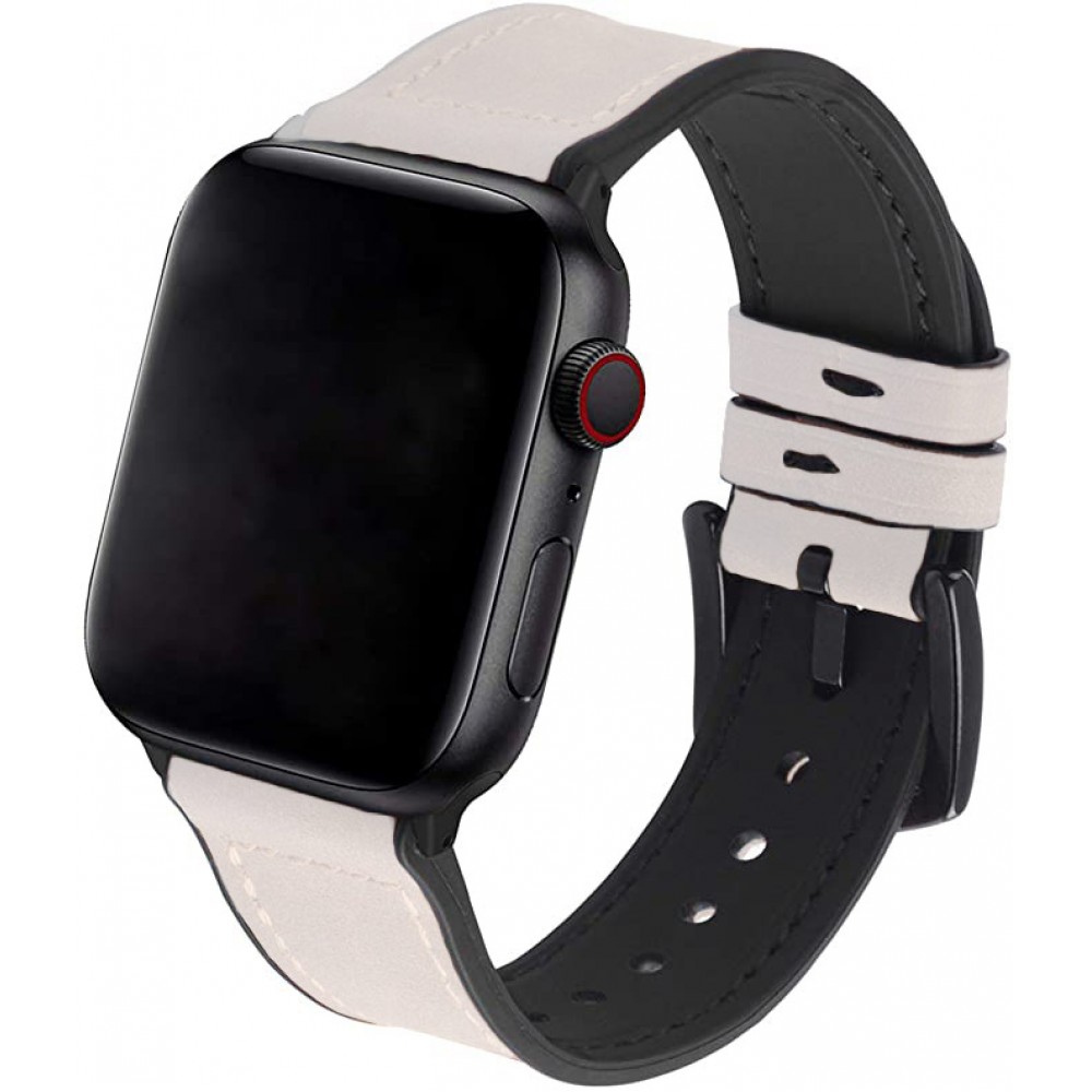 Bracelet cuir et silicone blanc cassé - Apple Watch 38mm / 40mm / 41mm