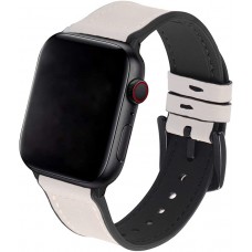 Bracelet cuir et silicone blanc cassé - Apple Watch 42mm / 44mm / 45mm