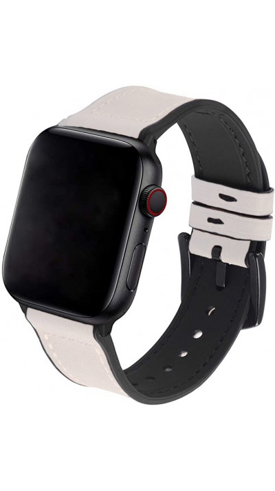 Bracelet cuir et silicone blanc cassé - Apple Watch 38mm / 40mm / 41mm