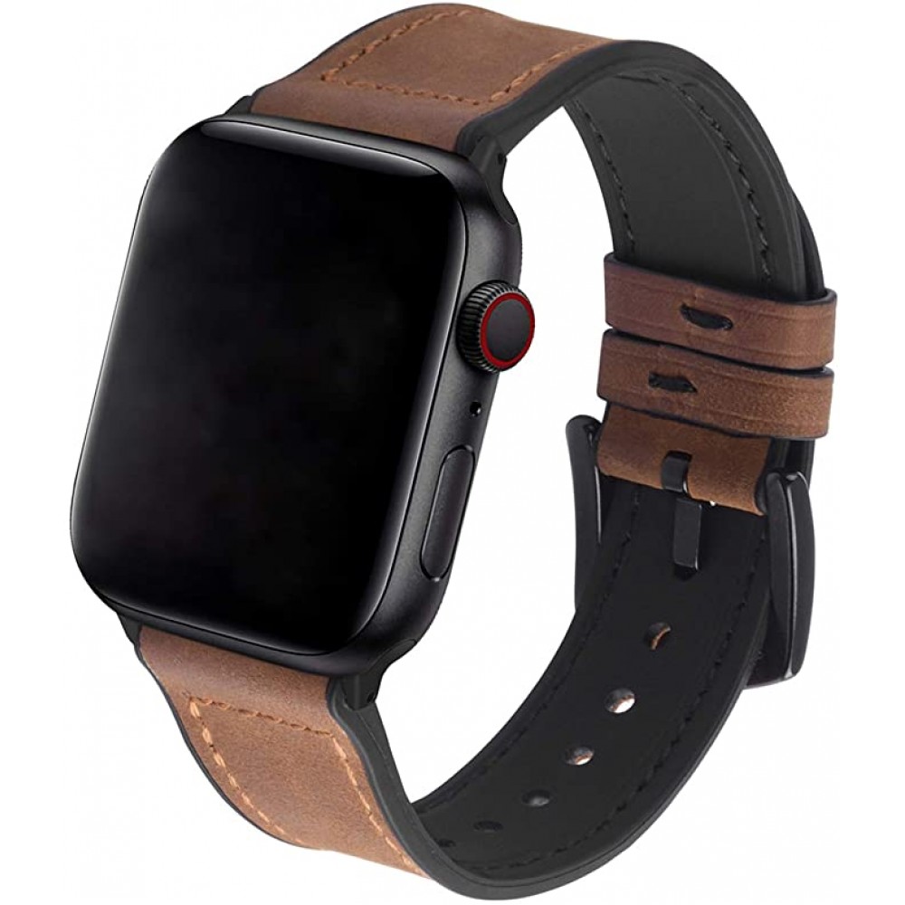 Lederarmband Silikon Hellbraun - Apple Watch 42mm / 44mm / 45mm