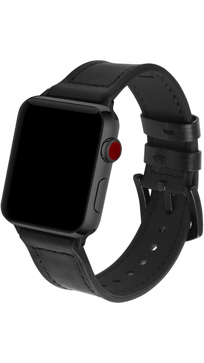 Bracelet cuir et silicone noir - Apple Watch 42mm / 44mm / 45mm