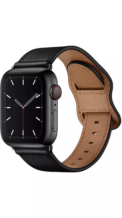Bracelet cuir  noir - Apple Watch 38mm / 40mm / 41mm