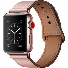 Bracelet cuir rose - Apple Watch 42mm / 44mm / 45mm