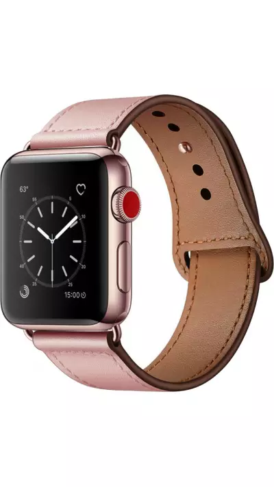Bracelet cuir rose - Apple Watch 38mm / 40mm / 41mm