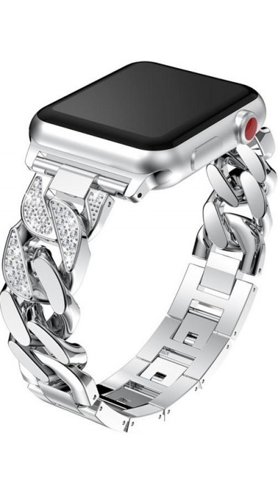 Bracelet en acier Diamond Loop avec strass luxueux à grosses boucles - Argent - Apple Watch 38 mm / 40 mm