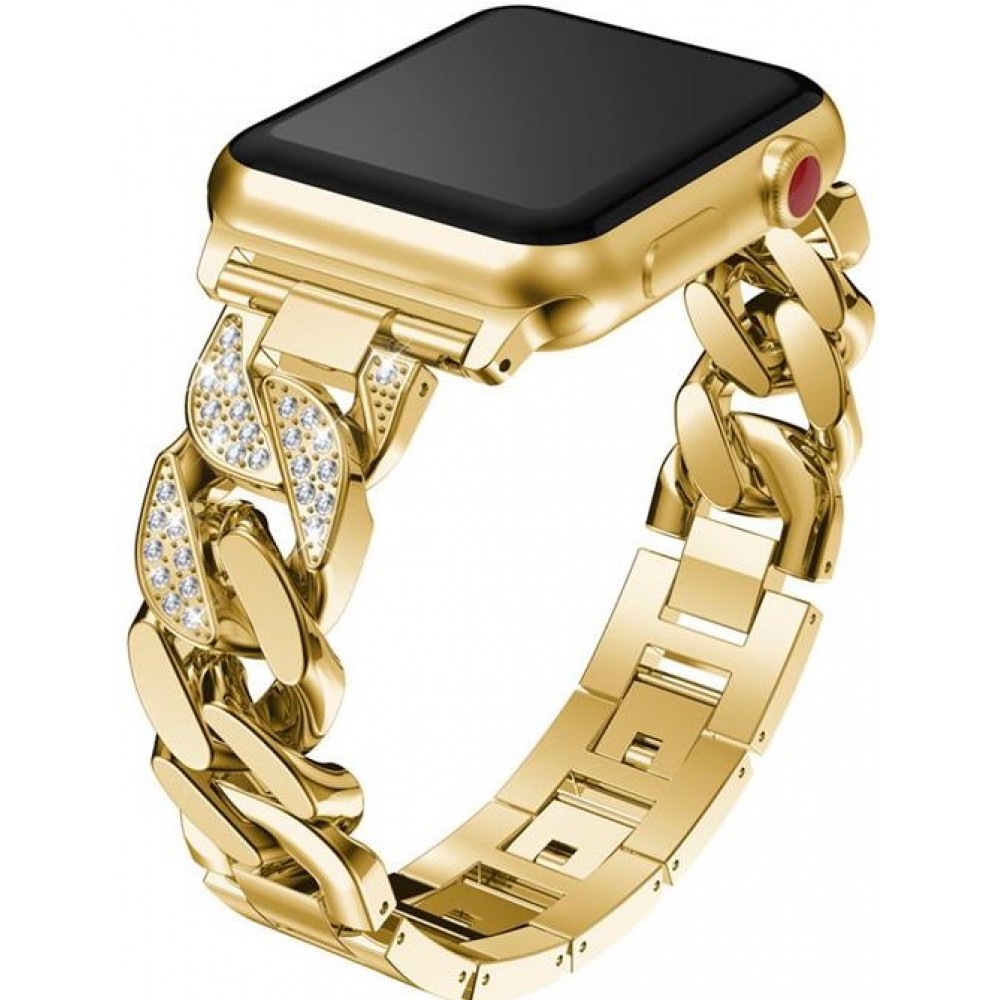 Armband Edelstahl Diamond Loop mit luxuriösen Diamanten und grossen Schleifen - Gold - Apple Watch 38 mm / 40 mm