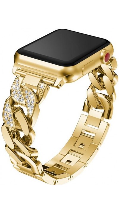 Armband Edelstahl Diamond Loop mit luxuriösen Diamanten und grossen Schleifen - Gold - Apple Watch 42 mm / 44 mm