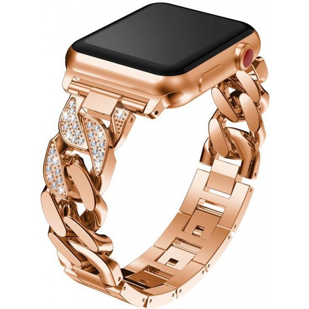 Bracelet en acier Diamond Loop avec strass luxueux à grosses boucles - Rose - Apple Watch 38 mm / 40 mm