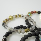 Bracelet en pierres aléatoire pour homme, avec perles, tête de lion, bouda, tête de mort, pierre volcanique, marbre
