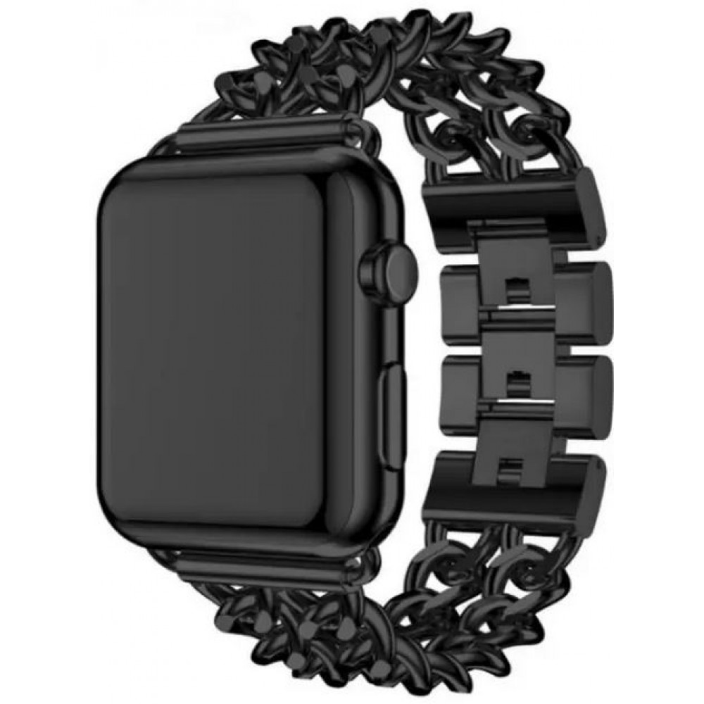 Bracelet luxueux en acier affiné avec fermoir invisible - Noir - Apple Watch 38 mm / 40 mm / 41 mm