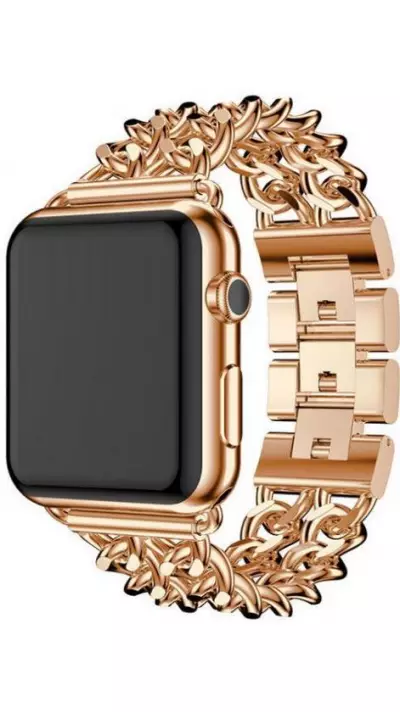 Bracelet luxueux en acier affiné avec fermoir invisible - Or rose - Apple Watch 38 mm / 40 mm / 41 mm