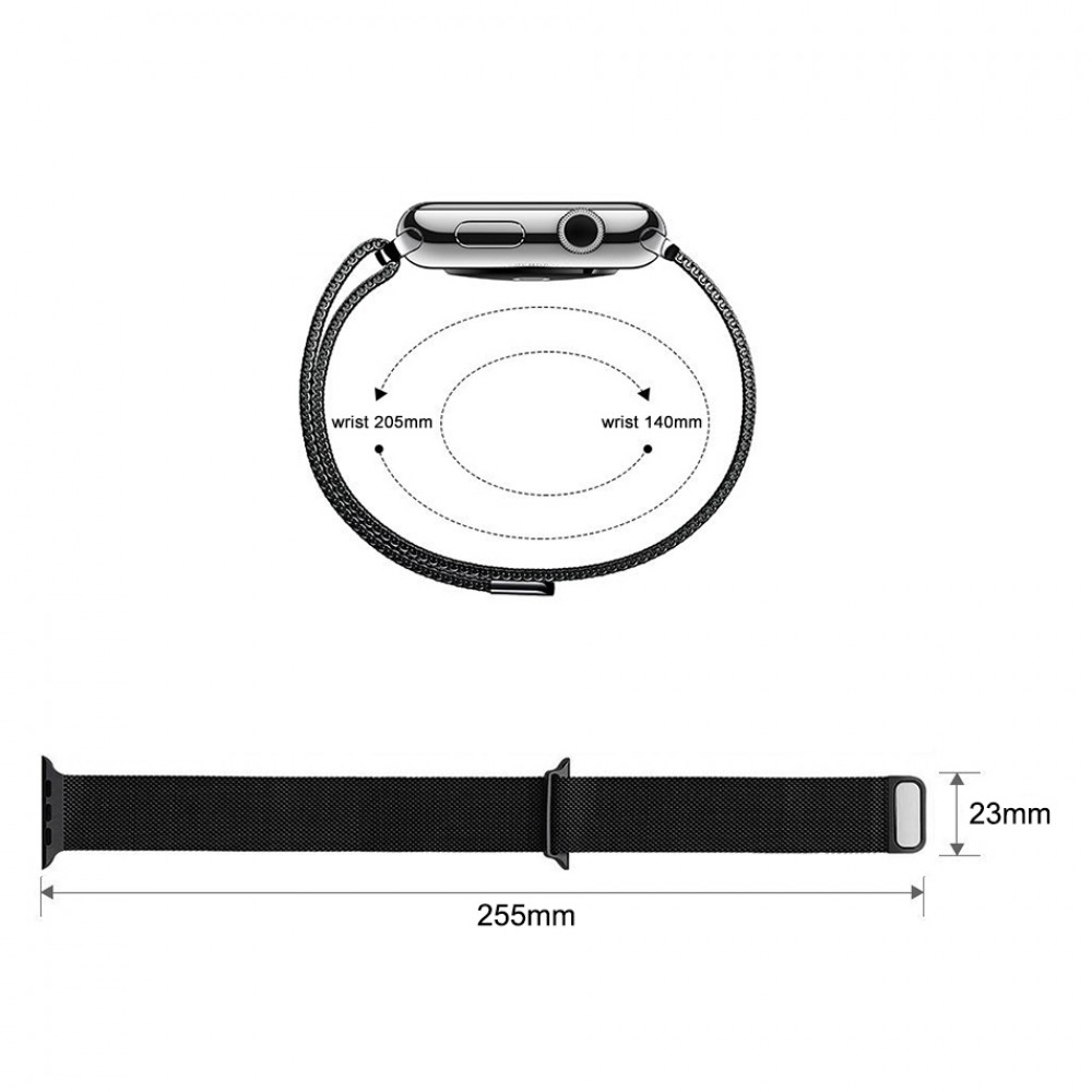 Mailänder Stahlarmband schwarz - Apple Watch 38mm / 40mm / 41mm