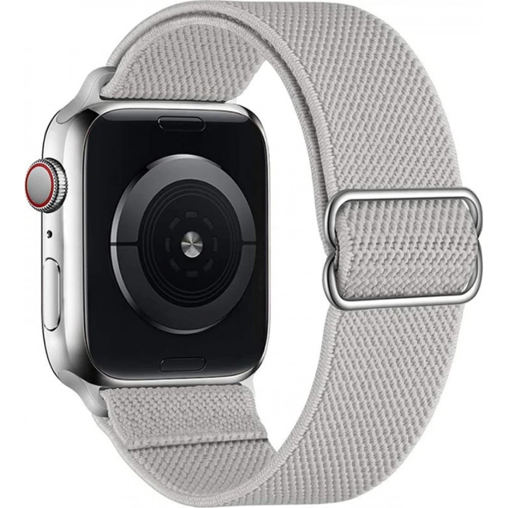 Bracelet nylon élastique sport, réglable, souple, lavable - Gris - Apple Watch 38mm / 40mm / 41mm