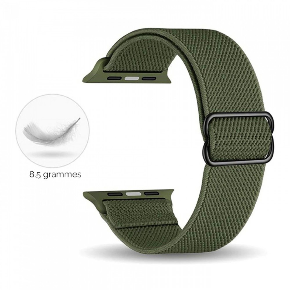 Bracelet nylon élastique sport, réglable, souple, lavable - Gris - Apple Watch 42mm / 44mm / 45mm