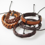 Bracelet pour homme aléatoire en cuir et tissu, tresses, ancre, corde, aimant, noeud, tête de mort