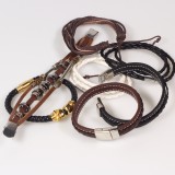 Bracelet pour homme aléatoire en cuir et tissu, tresses, ancre, corde, aimant, noeud, tête de mort