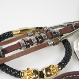 Bracelet pour homme aléatoire en cuir et tissu, tresses, ancre, corde, aimant, noeud, tête de mort