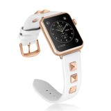 Bracelet punk en cuir véritable taille ajustable - Blanc - Apple Watch 38 mm / 40 mm / 41 mm