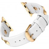 Bracelet punk en cuir véritable taille ajustable - Blanc - Apple Watch 38 mm / 40 mm / 41 mm