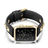 Bracelet punk en cuir véritable taille ajustable - Noir - Apple Watch 42 mm / 44 mm / 45 mm