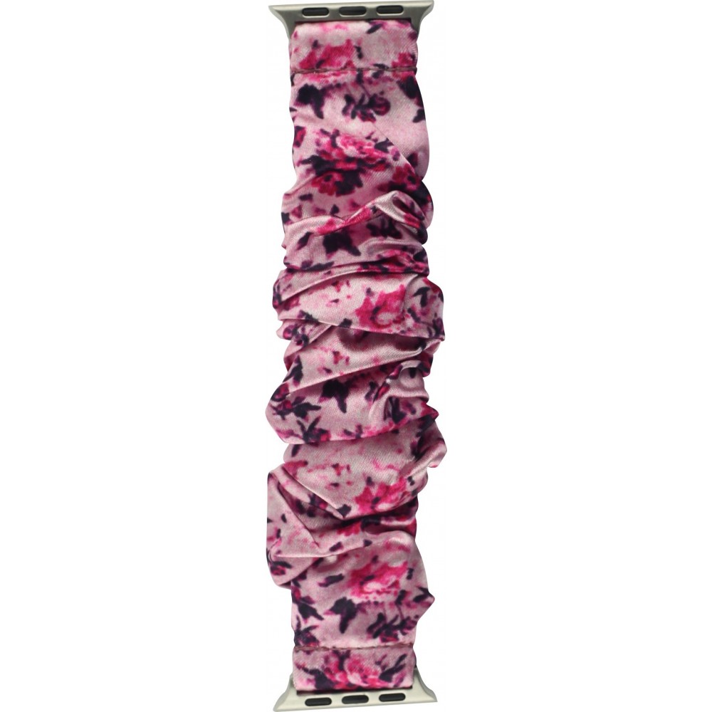 Bracelet tissu chouchous fleurs rose - Apple Watch 42mm / 44mm / 45mm