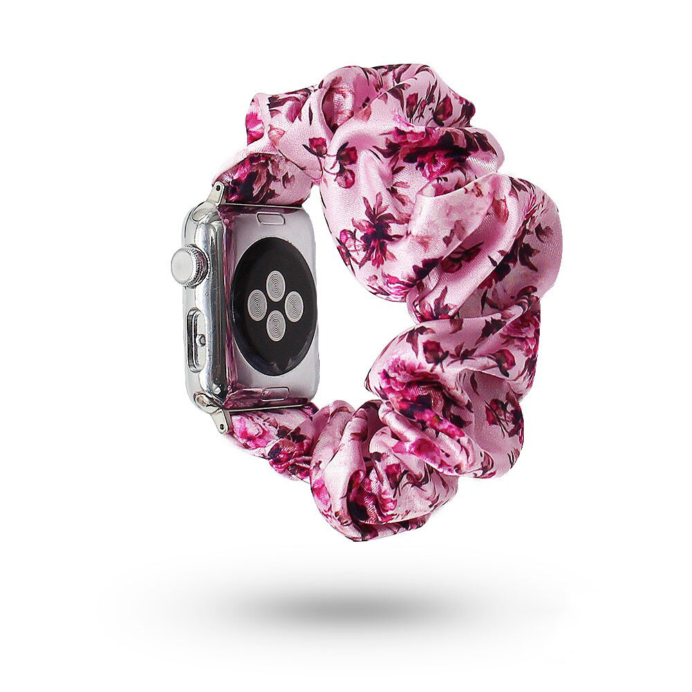 Blumen scrunchies Stoffarmband rosa - Apple Watch 42mm / 44mm / 45mm