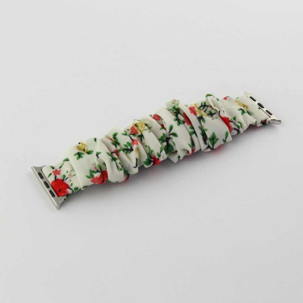 Bracelet tissu chouchous fleurs rouge - Apple Watch 38mm / 40mm / 41mm