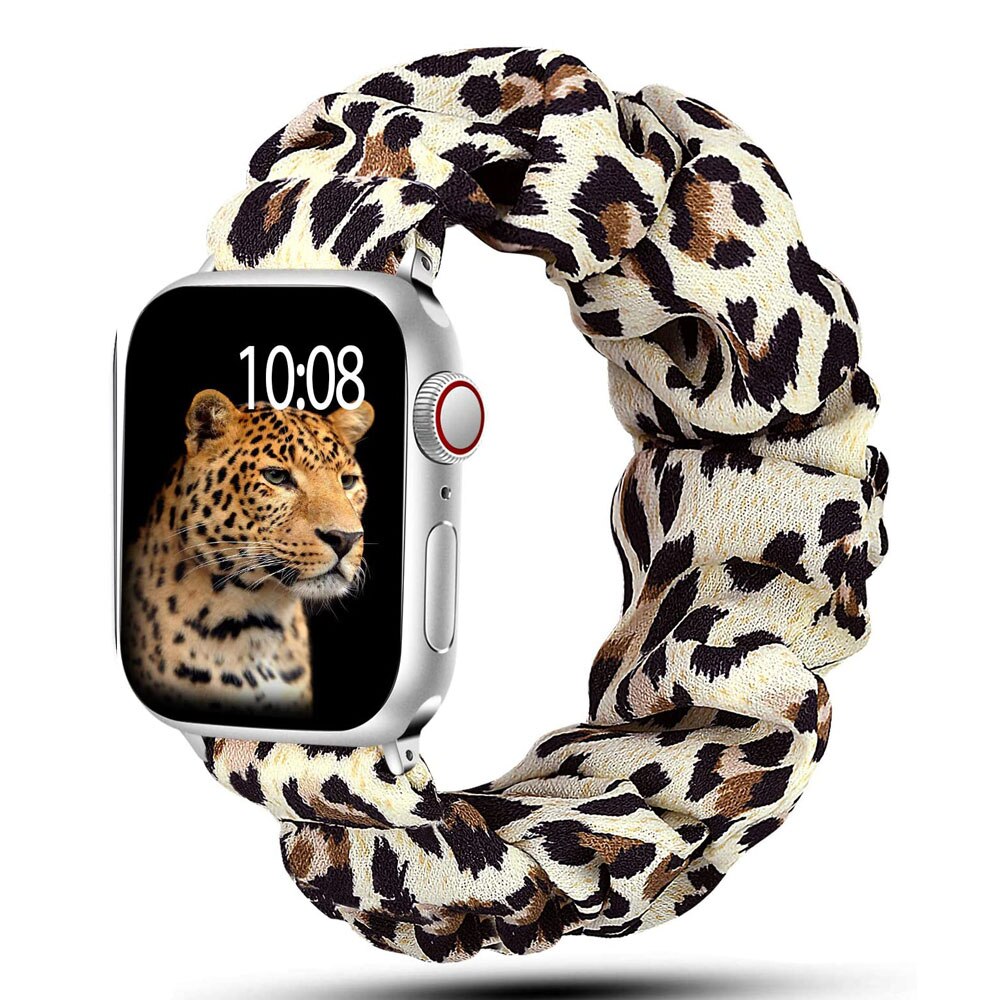 Bracelet tissu chouchous léopard - Apple Watch 38mm / 40mm / 41mm