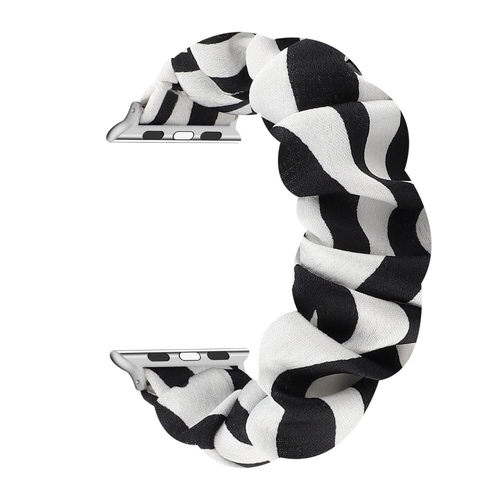 Bracelet tissu chouchous lignes noir blanc - Apple Watch 42mm / 44mm / 45mm