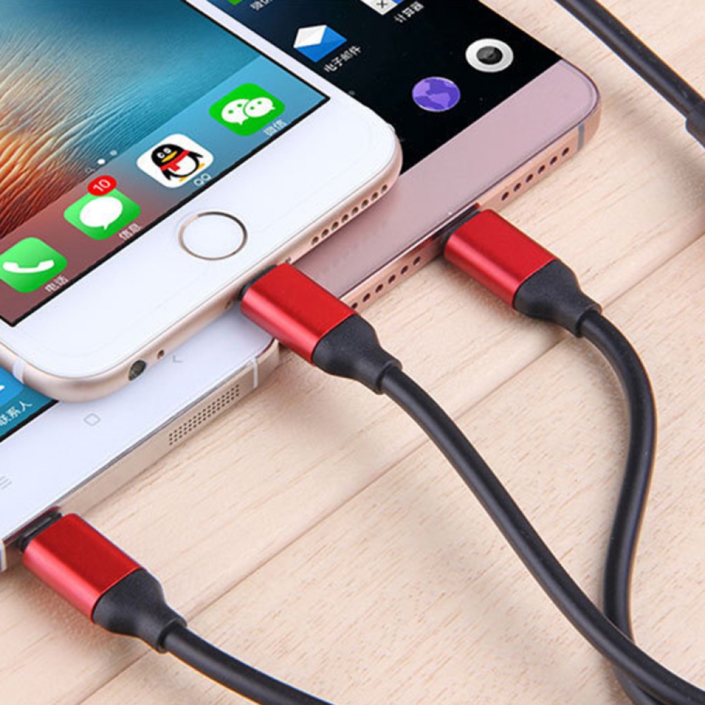 Ladekabel 3 in 1 - Lightning / Micro-USB / USB-C auf USB-A - Schwarz